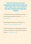 WGU C202 Objective Assessment MANAGING HUMAN CAPITAL EXAM 2026 &lpar;Latest Update 2026 &sol; 2027&rpar; ACCURATE AND WELL DETAILED QUESTIONS AND ANSWER