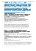 CCMT &ndash; Certified California Municipal Treasurer &vert; Comprehensive Study Guide&comma; Practice Exam&comma; Exam Questions & Answers&comma; Exam Prep Test Bank&comma; Public Finance&comma; Municipal Treasury Management&comma; Cash Flow & Investment Management&comma; Budgeting&comma; Government Accounting&comma; 