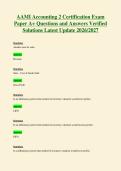 AAMI Accounting 2 Certification Exam&NewLine;Paper A&plus; Questions and Answers Verified&NewLine;Solutions Latest Update 2026&sol;2027