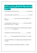 UNE Pathophysiology Final Exam &lbrack;2026&sol;2027&rsqb;&NewLine;&vert; UPDATED ACTUAL Exam Question and Answer &vert;&NewLine;A&plus; Verified