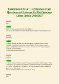 Card Exam 1 BCAT Certification Exam&NewLine;Questions and Answers Verified Solutions&NewLine;Latest Update 2026&sol;2027