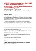 LADWP Electric Station Operator Exam 2026 &vert; Circuit Breakers&comma; Disconnects & Transformers &vert; Verified Questions & Answers &vert; Complete Study Guide