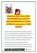 American Red Cross ACLS &lpar;Advanced Cardiovascular Life Support&rpar; Final Exam &vert; 50 Practice Questions & Verified Answers &vert; Cardiac Arrest&comma; ECG Interpretation&comma; Arrhythmias&comma; Stroke & ACLS Algorithms &vert; American Red Cross