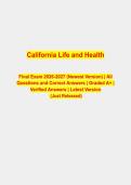 California Life and Health Final Exam 2026&sol;2027 &vert; Complete Exam Prep Pack with Verified Questions and Answers &vert; Grade A&plus;