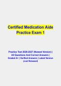 Certified Medication Aide Practice Exam 1 &vert; Complete Exam Prep Pack with Verified Questions and Answers &vert; Grade A&plus; &vert; 2026&sol;2027 Edition