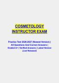 Cosmetology Instructor Certification Study Guide &vert; Complete Exam Prep Pack with Verified Questions and Answers &vert; Grade A&plus; &vert; 2026&sol;2027 Edition