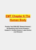 EMT Chapter 6 The Human Body Study Guide &vert; Complete Practice Questions with Verified Answers &vert; Grade A&plus; &vert; 2026&sol;2027 Edition