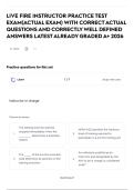 LIVE FIRE INSTRUCTOR PRACTICE TEST EXAM&lpar;ACTUAL EXAM&rpar; WITH CORRECT ACTUAL QUESTIONS AND CORRECTLY WELL DEFINED ANSWERS LATEST ALREADY GRADED A&plus; 2026