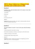 MPTC Motor Vehicle Law Ultimate Exam &NewLine;questions and verified answers 2026 