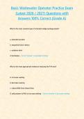 Basic Wastewater Operator Practice Exam &lpar;Latest 2026 2027&rpar;   100&percnt; Correct Questions & Answers - 