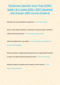 Wastewater Operator Exam Prep AZDEQ Grade 1 & 2&lpar;Latest 2026 2027&rpar;   100&percnt; Correct Questions & Answers - 