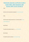 Wastewater Operator certification Grade 2 &lpar;Latest 2026 2027&rpar;   100&percnt; Correct Questions & Answers - 