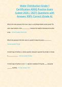  Water Distribution Grade 1 Certification ADEQ Practice Exam &lpar;Latest 2026 2027&rpar;   100&percnt; Correct Questions & Answers - 