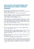 HIGH SCHOOL SOCCER REFEREE TEST QUESTIONS AND CORRECT VERIFIED ANSWERS