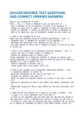 SOCCER REFEREE TEST QUESTIONS AND CORRECT VERIFIED ANSWERS