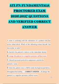 ATI PN FUNDAMENTALS &NewLine;PROCTORED EXAM &NewLine;20262027 QUESTIONS &NewLine;AND VERIFIED CORRECT &NewLine;ANSWER  &NewLine; &NewLine; 
