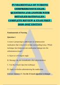 FUNDAMENTALS OF NURSING &NewLine;COMPREHENSIVE EXAM &vert; &NewLine;QUESTIONS AND ANSWER WITH &NewLine;DETAILED RATIONALES &vert; &NewLine;COMPLETE REVIEW & EXAM PREP &vert; &NewLine;2026&ndash;2027 EDITION &NewLine;