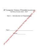 VERIFIED AP Computer Science Principles JavaScript Fall Notes Packet 2026 - 2027