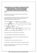 FUNDAMENTALS OF NURSING &vert;COMPLETE STUDY&NewLine;GUIDE WITH 100&percnt; ACCURATE QUESTIONS&NewLine;&ANSWERS&period; EXCELLENCE GUARANTEED&period;