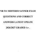 NR 511 MIDTERM SANNER EXAM&NewLine;QUESTIONS AND CORRECT&NewLine;ANSWERS LATEST UPDATE&NewLine;2026&sol;2027 GRADED A&plus; &period;