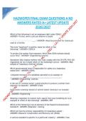 VERIFIED HAZWOPER FINAL EXAM QUESTIONS AND ANSWERS RATED A&plus; LATEST UPDATE  2026&vert;2027