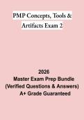 PMP Concepts&comma; Tools & Artifacts Exam 2 &vert; Questions & Answers&comma; Practice Test&comma; Study Guide & Revision Notes &vert; Latest 2026 PDF