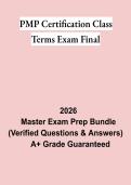 PMP Certification Class Terms Exam Final &vert; Questions & Answers&comma; Practice Test&comma; Study Guide & Revision Notes &vert; Latest 2026 PDF