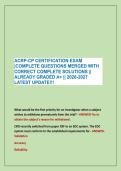 ACRP-CP CERTIFICATION EXAM &NewLine;&vert;COMPLETE QUESTIONS MERGED WITH &NewLine;CORRECT COMPLETE SOLUTIONS &vert;&vert; &NewLine;ALREADY GRADED A&plus; &vert;&vert; 2026-2027 &NewLine;LATEST UPDATE&excl;&excl;&excl;