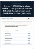 Portage CHEM 210 Biochemistry Module 1 Exam Questions & Answers 2026-2027 &vert; Complete Study Guide &vert; Verified Practice Test &lpar;Rationales&rpar;