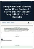 Portage CHEM 210 Biochemistry Module 5 Exam Questions & Answers 2026-2027 &vert; Complete Study Guide &vert; Exam Prep &lpar;Rationales&rpar;
