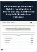 CHEM 210 Portage Biochemistry Module 4 Exam Questions & Answers 2026-2027 &vert; Latest Verified Study Guide &vert; Practice Exam &lpar;Rationales&rpar;