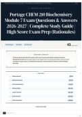 Portage CHEM 210 Biochemistry Module 7 Exam Questions & Answers 2026-2027 &vert; Complete Study Guide &vert; High Score Exam Prep &lpar;Rationales&rpar;