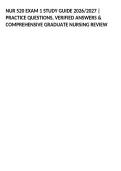 NUR 520 EXAM 1 STUDY GUIDE 2026&sol;2027 &vert; PRACTICE QUESTIONS&comma; VERIFIED ANSWERS & COMPREHENSIVE GRADUATE NURSING REVIEW