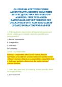 CALIFORNIA CERTIFIED PUBLIC &NewLine;ACCOUNTANT LICENSING EXAM WITH &NewLine;ACTUAL QUESTIONS AND VERIFIED &NewLine;ANSWERS&comma; PLUS EXPLAINED &NewLine;RATIONALES&sol;EXPERT VERIFIED FOR &NewLine;GUARANTEED 100&percnt; PASS 2026&sol;LATEST &NewLine;UPDATE&sol;INSTANT DOWNLOAD PDF