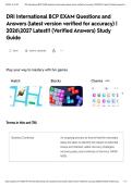 DRI International BCP EXAM Questions and Answers &lpar;latest version verified for accuracy&rpar; &vert; 20262027 Latest&excl;&excl; &lpar;Verified Answers&rpar; Study Guide&NewLine;&NewLine;