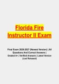 Florida Fire Instructor II Final Exam 2026&sol;2027 &vert; Complete Exam Prep Pack with Verified Questions and Answers &vert; Grade A&plus;