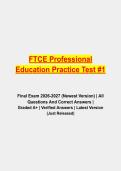 FTCE Professional Education Practice Test 1 &vert; Complete Exam Prep Pack with Verified Questions and Answers &vert; Grade A&plus; &vert; 2026&sol;2027 Edition