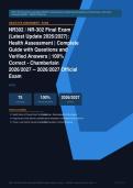 NR 302 Health Assessment Final Exam Actual 2026&sol;2027 &ndash; Complete Exam-Style Questions &vert; 100&percnt; Verified &ndash; Pass Guaranteed &ndash; A&plus; Graded