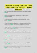 PHYS 1600 Astronomy Final Exam Review &NewLine;UPDATED QUESTIONS AND CORRECT &NewLine;ANSWERS