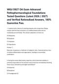 WGU D027 OA Exam Advanced Pathopharmacological Foundations Tested Questions &lpar;Latest 2026 &sol; 2027&rpar; and Verified Rationalized Answers&comma; 100&percnt; Guarantee Pass