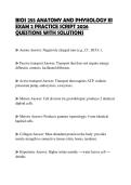 BIOS 255 ANATOMY AND PHYSIOLOGY III&NewLine;EXAM 2 PRACTICE SCRIPT 2026&NewLine;QUESTIONS WITH SOLUTIONS&NewLine;