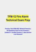 TFM-12 Fire Alarm Technical Exam Prep 2026&ndash;2027 &vert; Practice Test Questions & Verified Answers