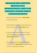 CRCR EXAM PREP&comma; CERTIFIED &NewLine;REVENUE CYCLE &NewLine;REPRESENTATIVE - CRCR  EXAM &NewLine;&lbrack;2026&sol;2027&rsqb; UPDATED VERSION &NewLine;&vert; VERIFIED QUESTIONS &NewLine;
