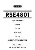 RSE4801 Assignment 3 Answers - Year Module &comma; 2026 &vert; Due Date 14 August 2026