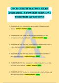 CRCR CERTIFICATION  EXAM &NewLine;&lbrack;2026&sol;2027&rsqb; UPDATED VERSION &vert; &NewLine;VERIFIED QUESTIONS &NewLine;