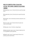 BIOD 210 GENETICS FINAL EXAM 2026&NewLine;ACTUAL TEST PAPER COMPLETE SOLUTIONS&NewLine;VERIFIED