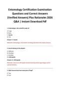 Entomology Certification Examination Questions and Correct Answers &lpar;Verified Answers&rpar; Plus Rationales 2026 Q&A &vert; Instant Download Pdf