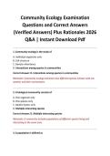 Community Ecology Examination Questions and Correct Answers &lpar;Verified Answers&rpar; Plus Rationales 2026 Q&A &vert; Instant Download Pdf