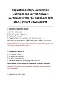 Population Ecology Examination Questions and Correct Answers &lpar;Verified Answers&rpar; Plus Rationales 2026 Q&A &vert; Instant Download Pdf&NewLine;