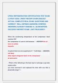 CFESA REFRIGERATION CERTIFICATION TEST EXAM  &NewLine;&lpar;LATEST 2026&rpar; &vert;&vert; MOST RECENT EXAM 2026&vert;2027  &NewLine;ACTUAL COMPLETE REAL EXAM  QUESTIONS AND &NewLine;CORRECT  WELL DEFINED ANSWERS &lpar;VERIFIED &NewLine;ANSWERS&rpar; ALREADY GRADED A&plus; &vert;GUARANTEED &NewLine;SUCCESS&excl;&excl; NEWEST EXAM &vert; JUST RELEAS